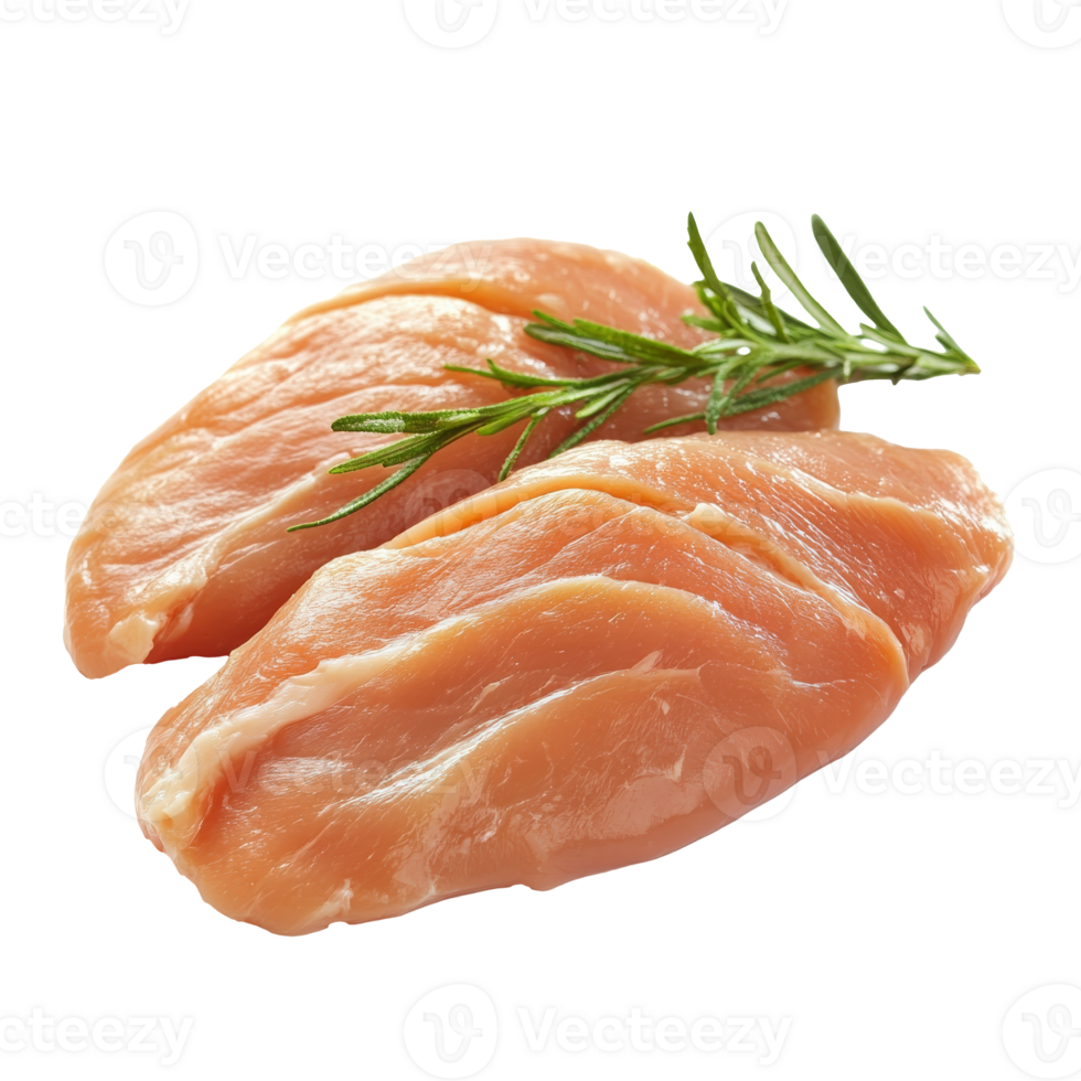 Fresh chicken breast with aromatic rosemary sprig png