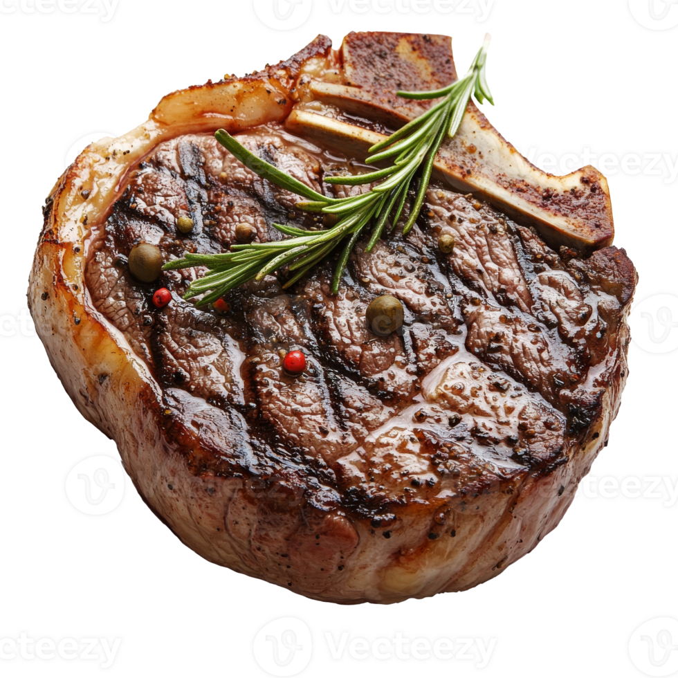 Herbed ribeye steak on display png