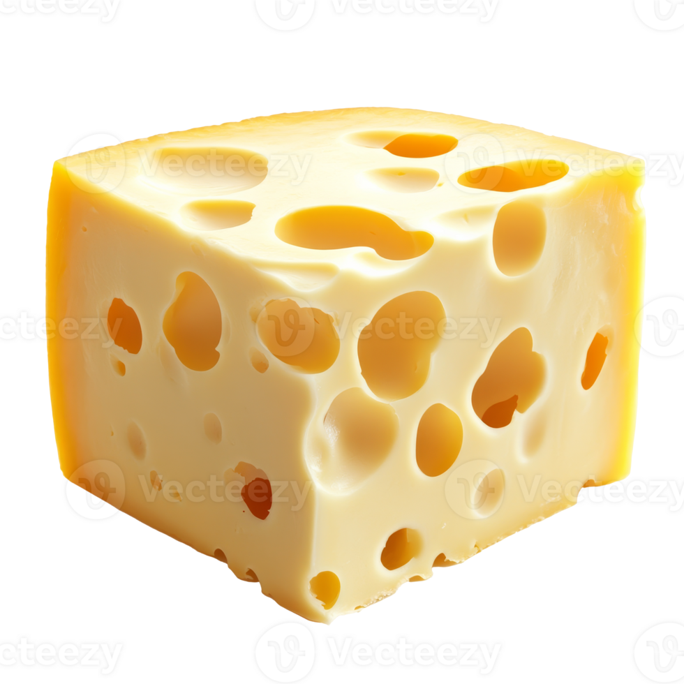 Holey cheddar cheese block on plain bg png