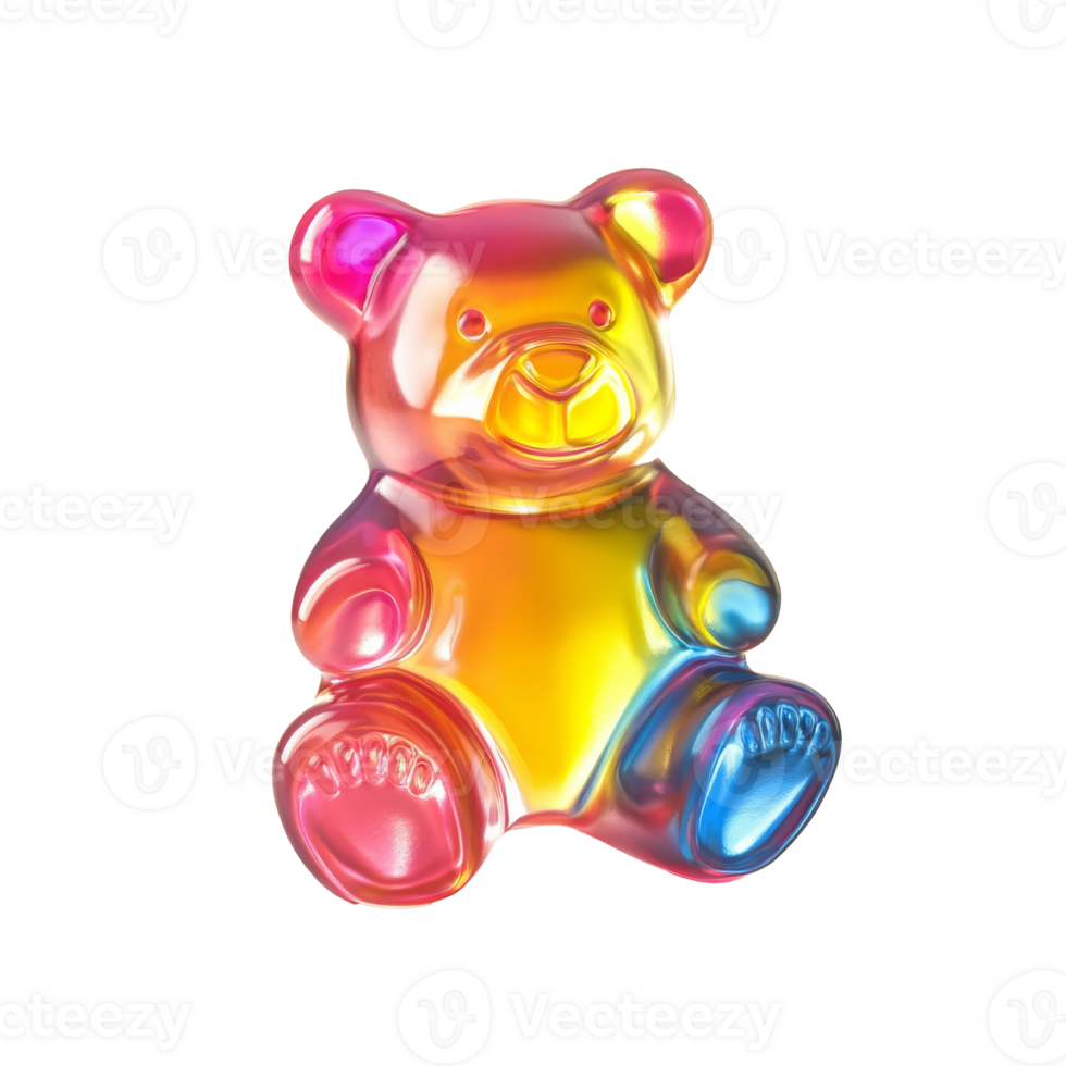 Colorful gummy bear toy with a shiny finish png