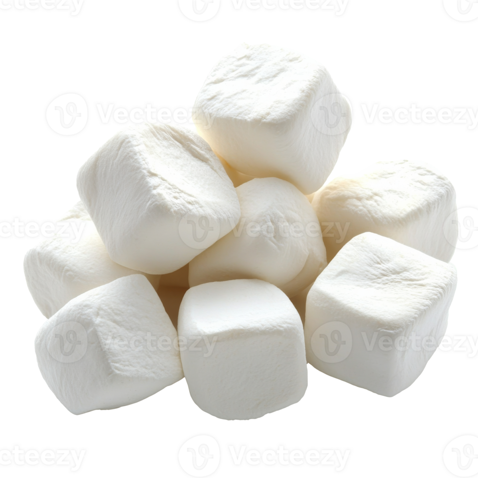 Pile of soft, fluffy marshmallows stacked together png