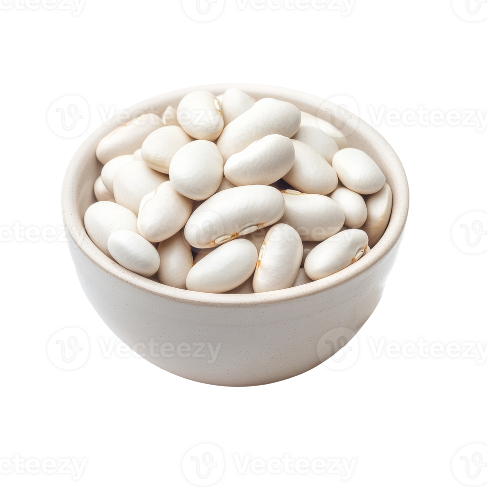 Fresh white beans in a bowl, ready to cook png