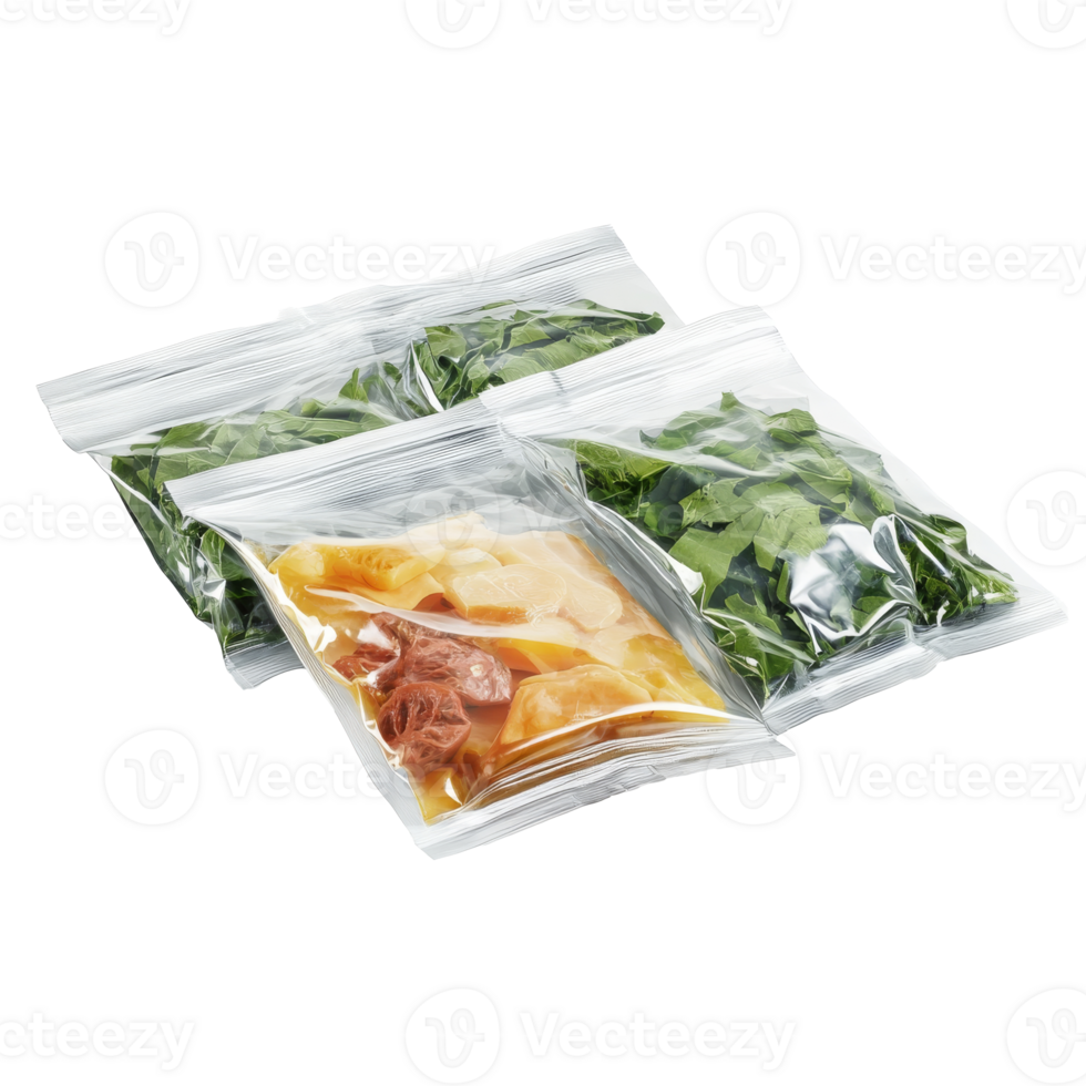 Fresh herbs and vegetables packaged for storage png