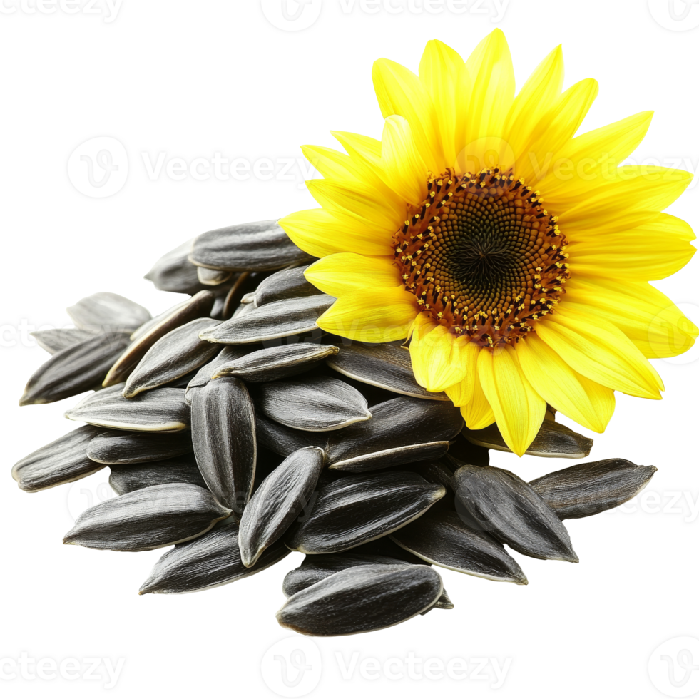 Sunflower seeds on a white backdrop png