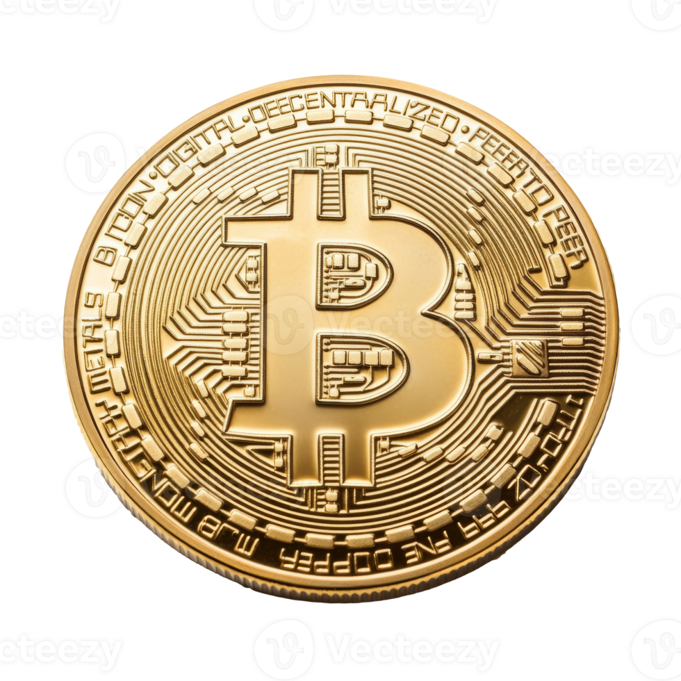Bitcoin coin displayed on a white background png