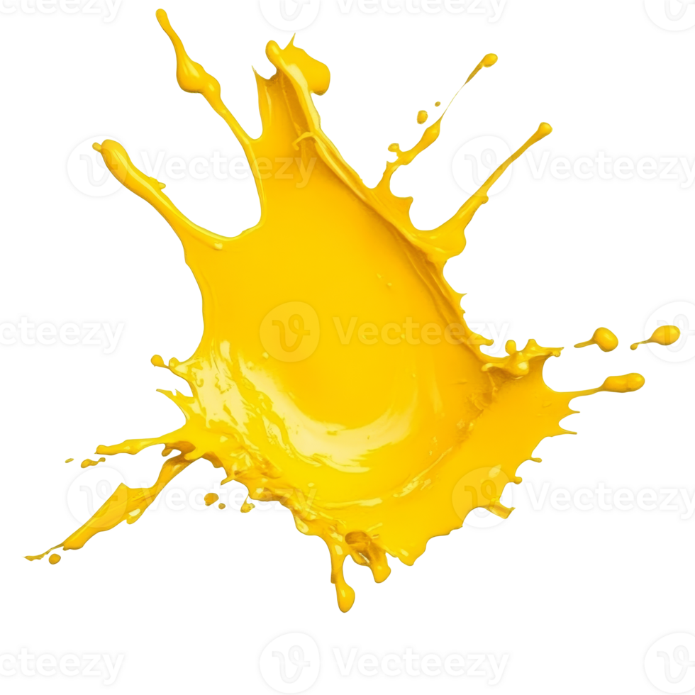 Bright yellow paint splash on white background png