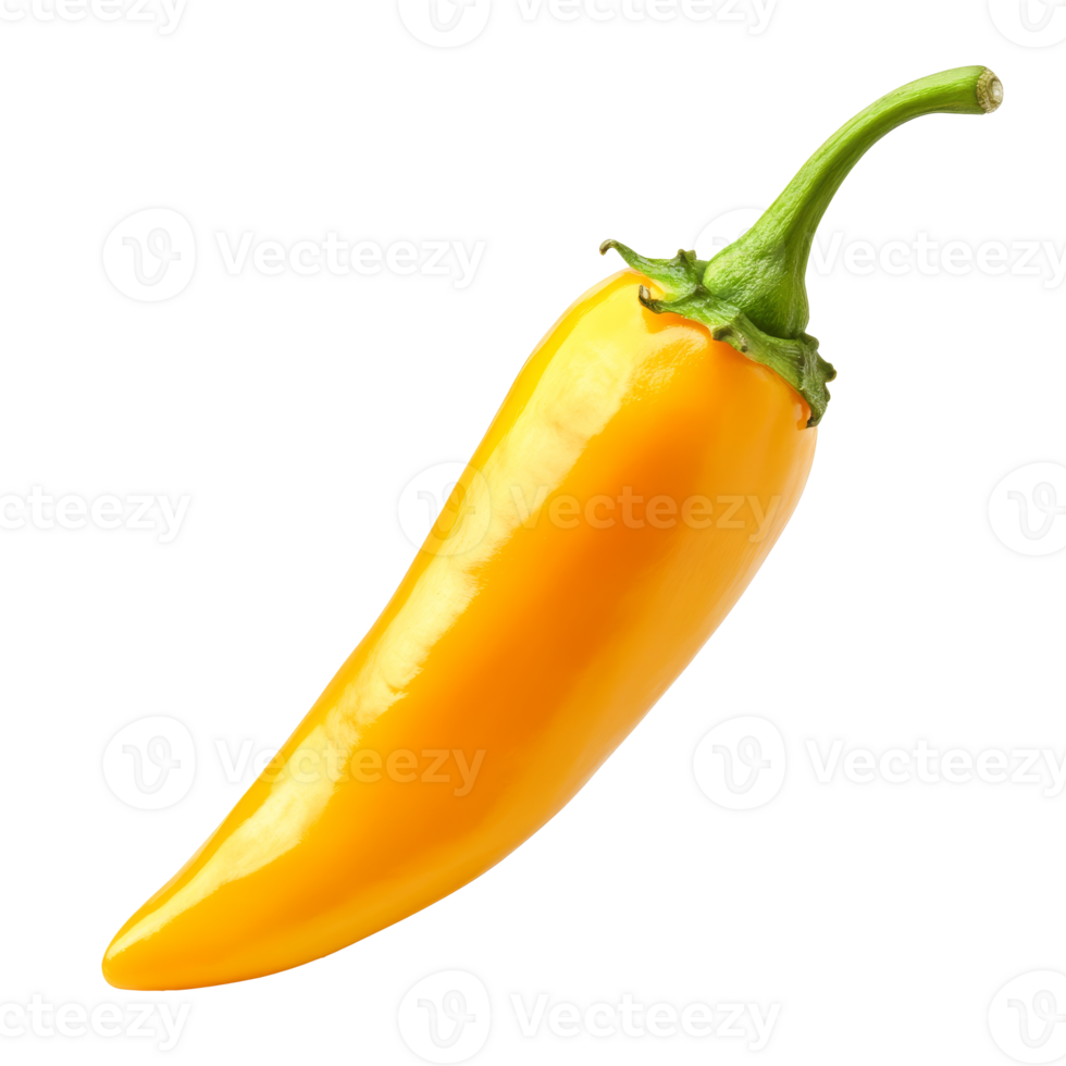 Bright yellow chili pepper on a white background png