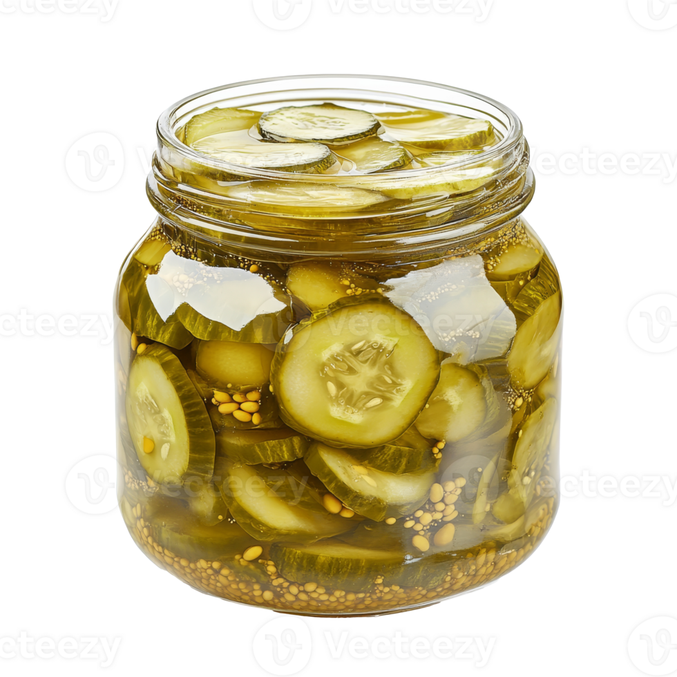 Freshly prepared pickles stored in a glass jar png