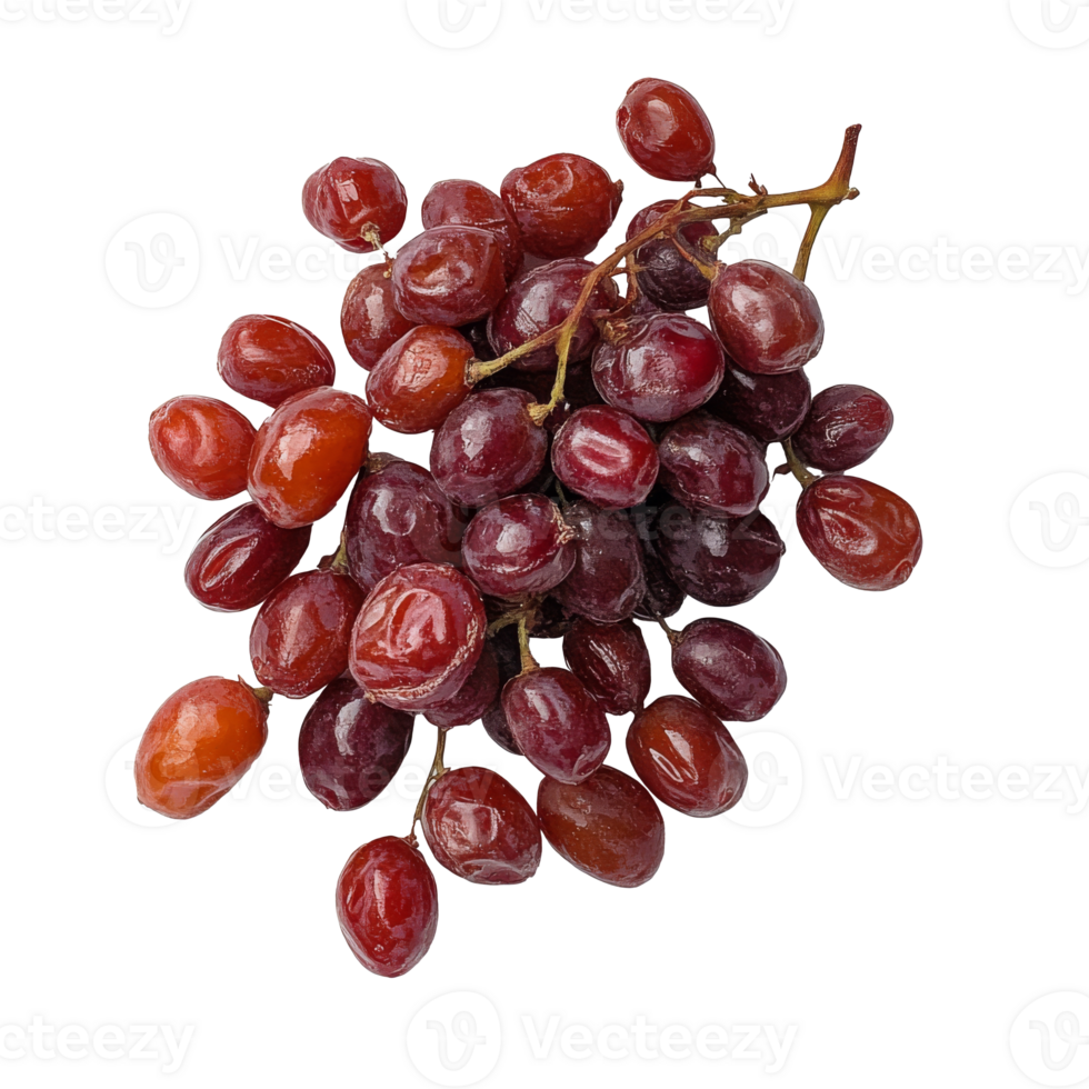 Fresh red grapes arranged on a white background png
