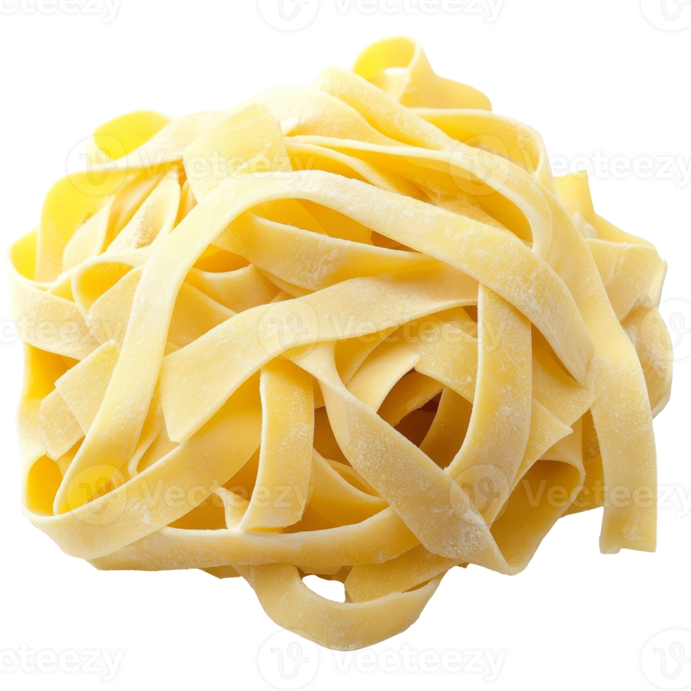 Fresh fettuccine pasta arranged on a white surface png