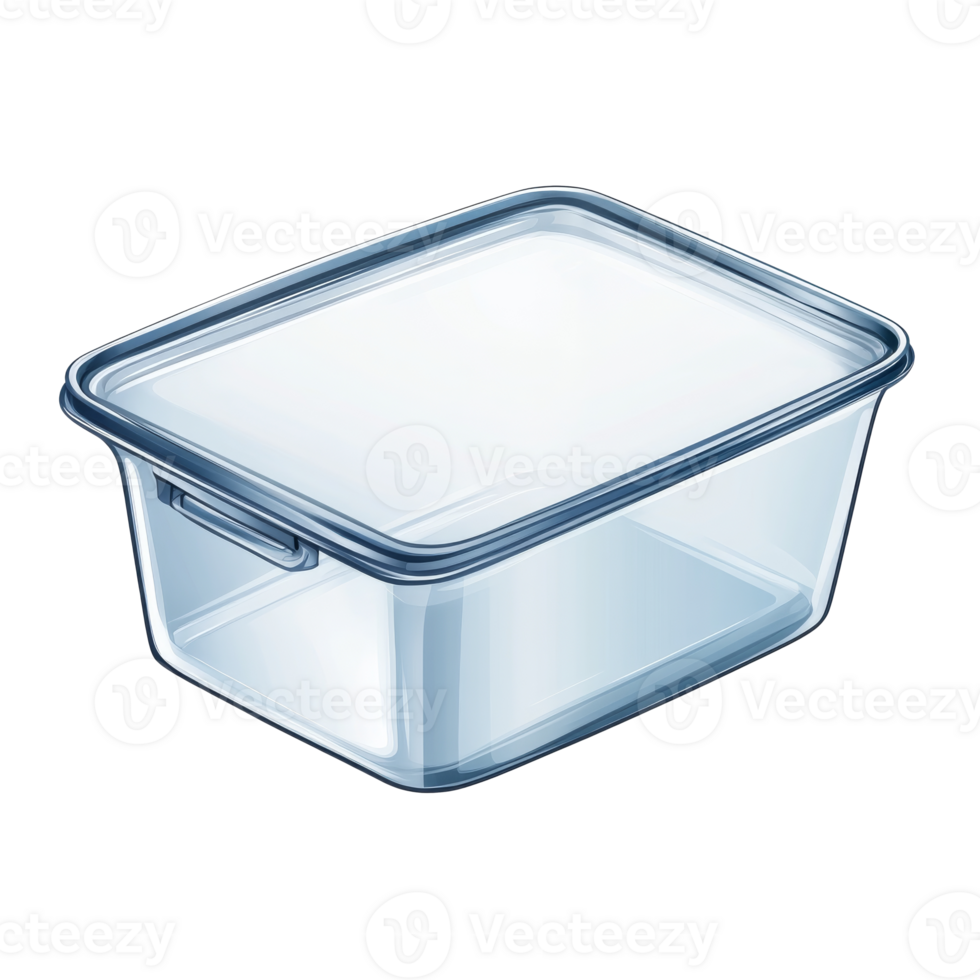 Clear kitchen food container, blue lid png