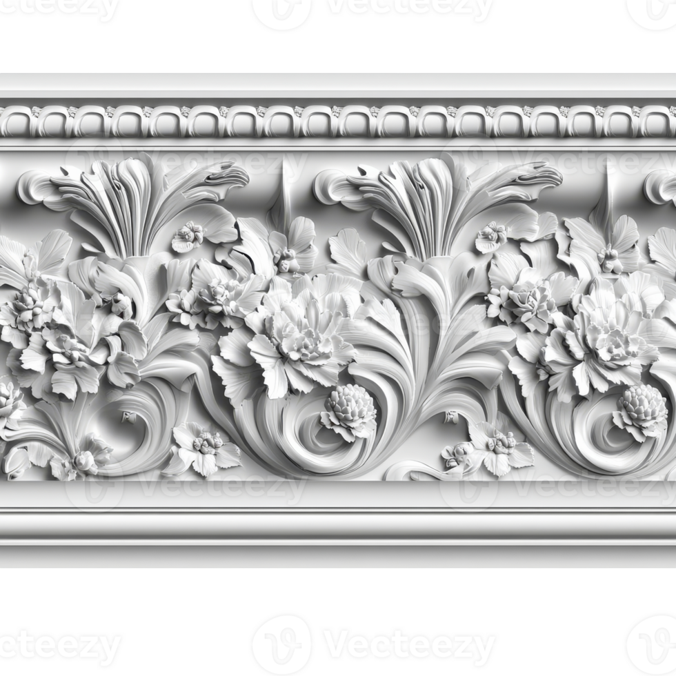 Ornate floral relief in architecture png