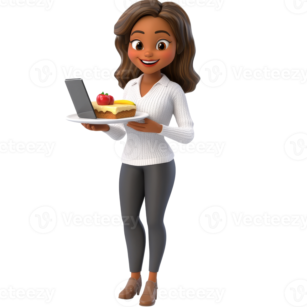 Server with laptop in casual setting png
