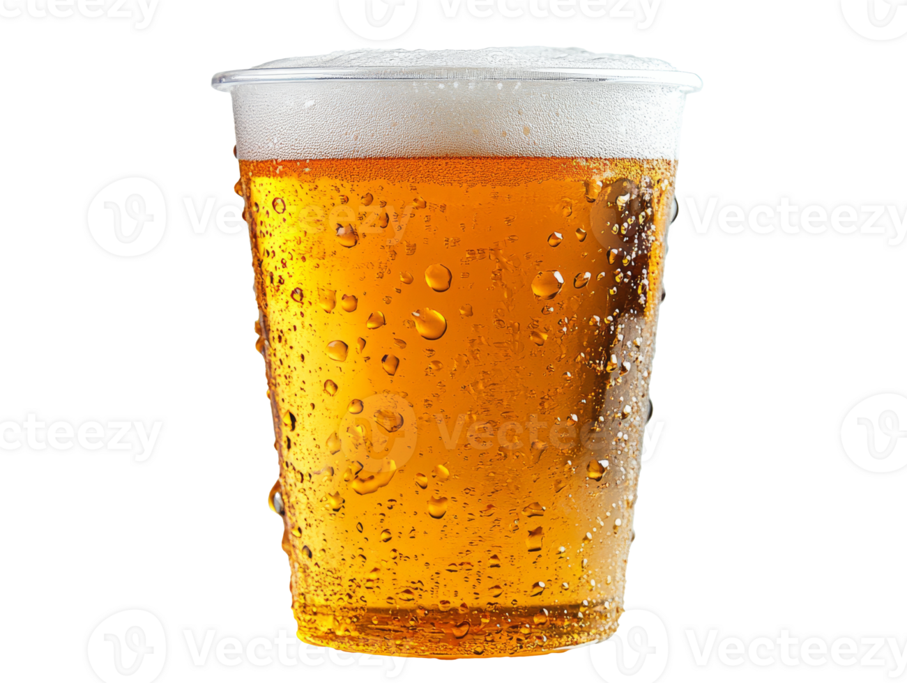 Chilled beer with foam and condensation png