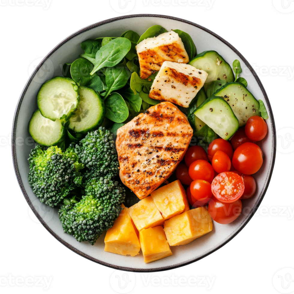 Grilled chicken salad with veggies png