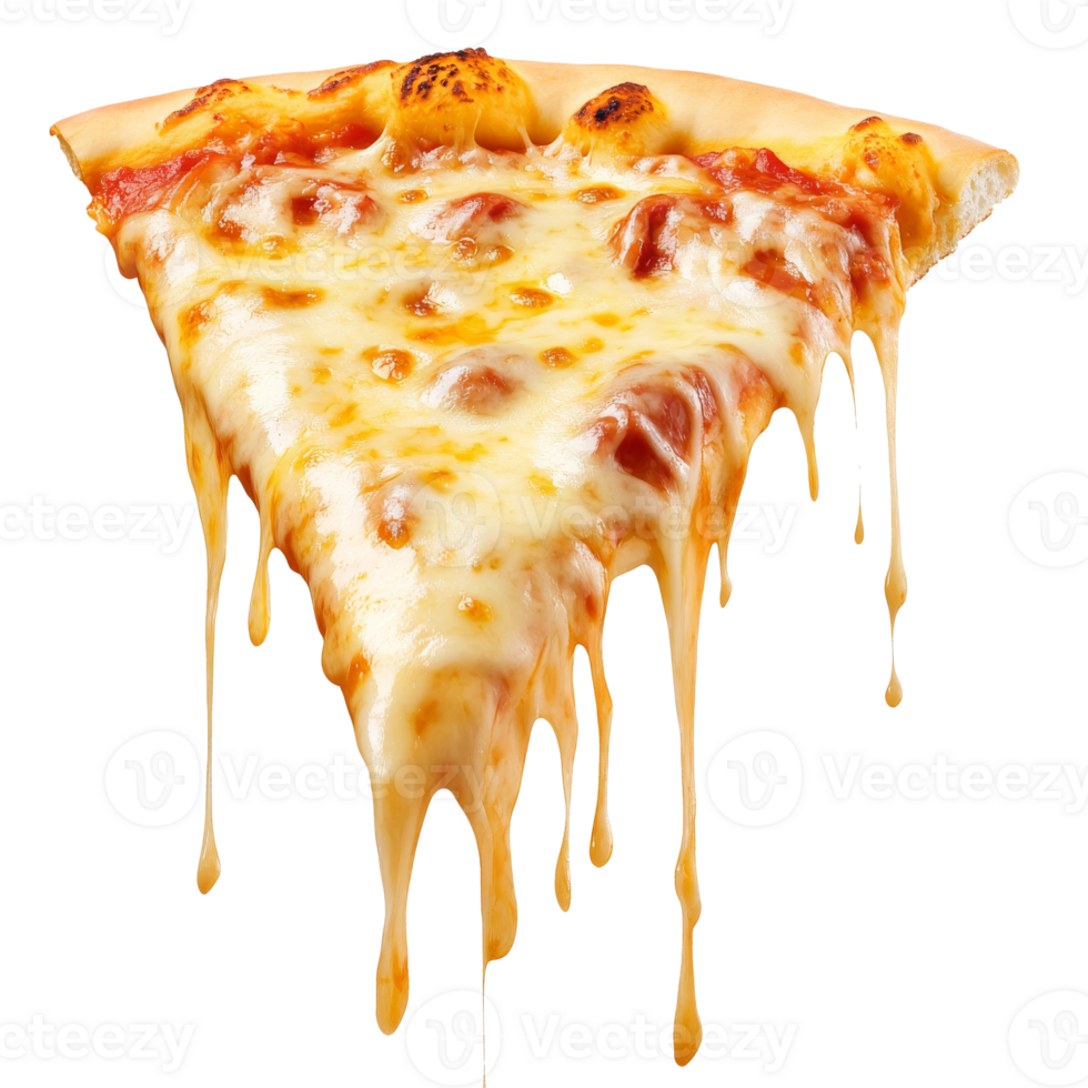 Dripping toppings on a cheese pizza slice png