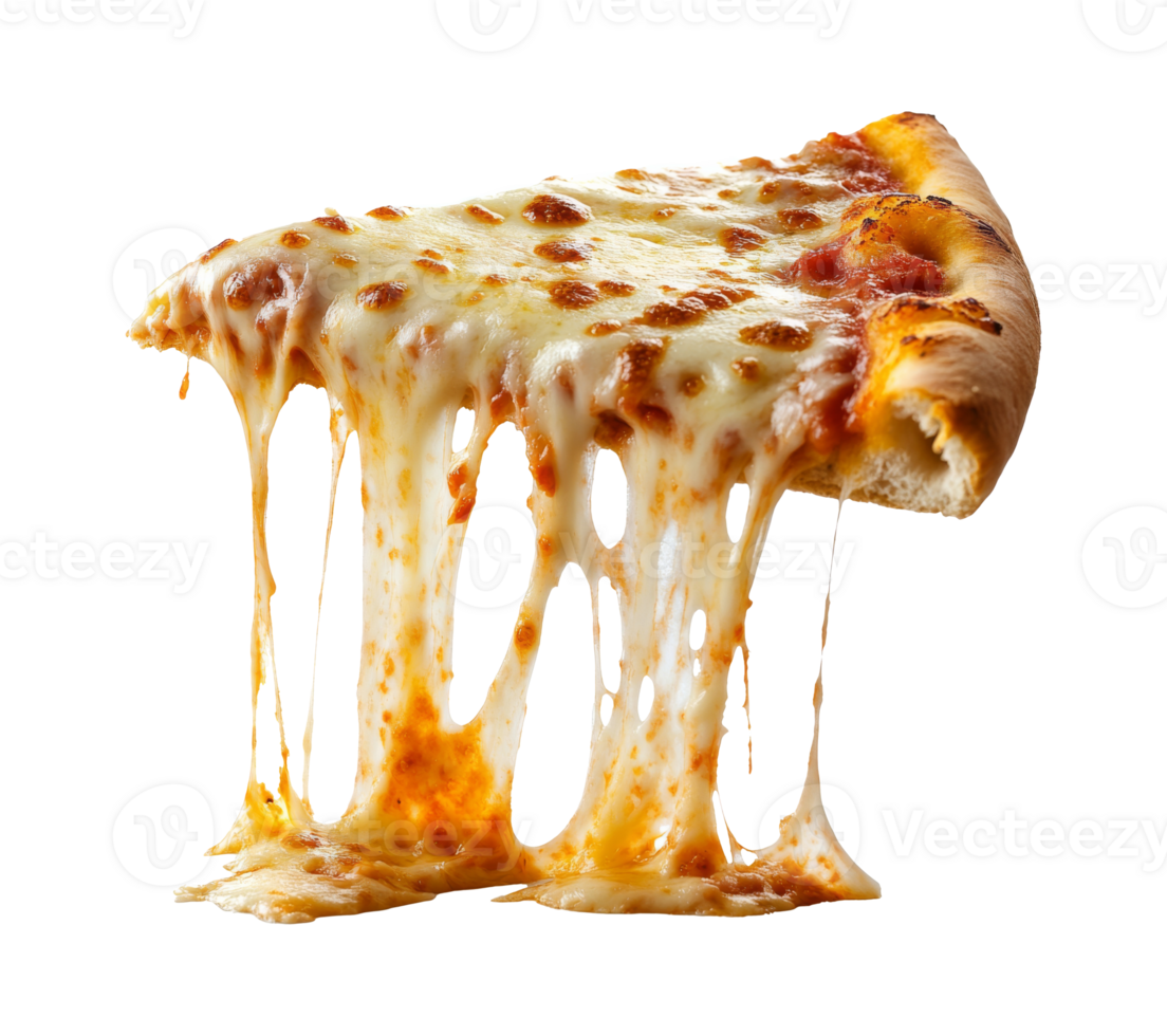 Gooey cheese pull on pizza slice png