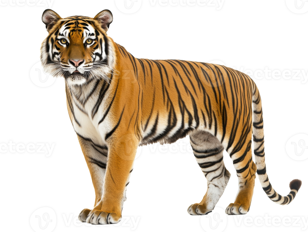 Proud tiger on white background png