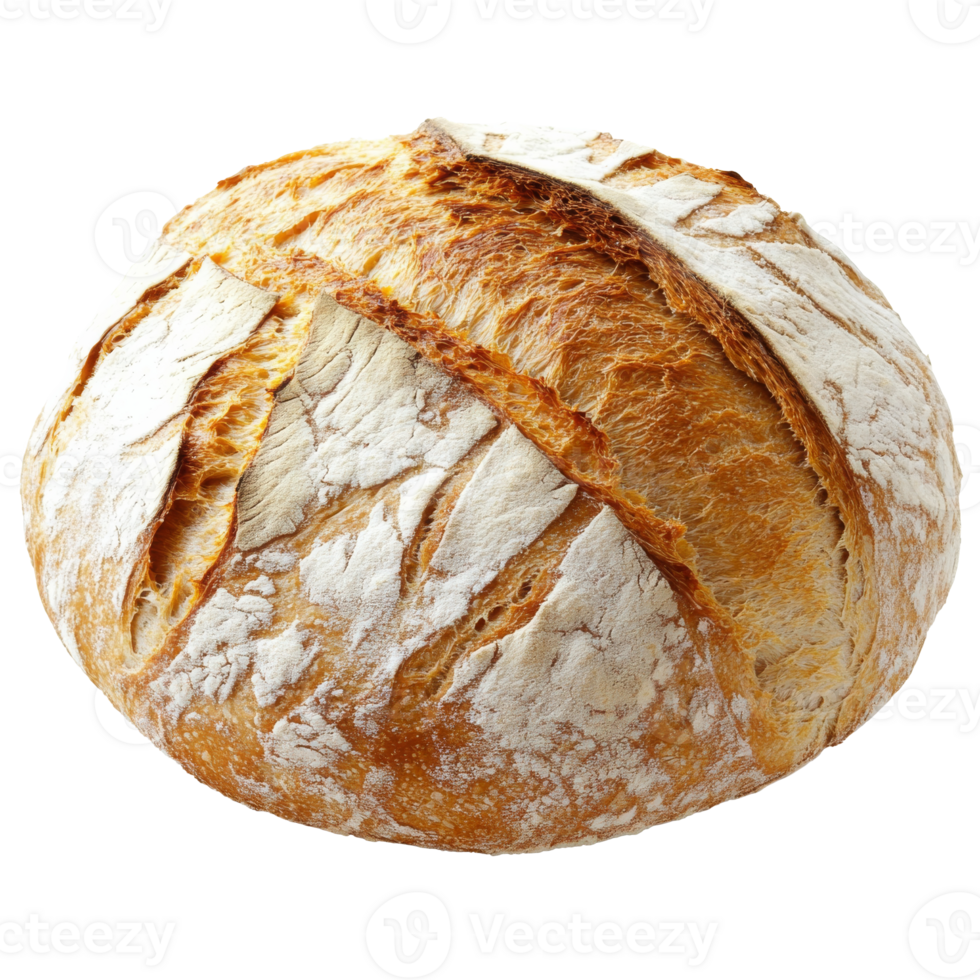 Freshly baked round bread loaf on a clean surface png