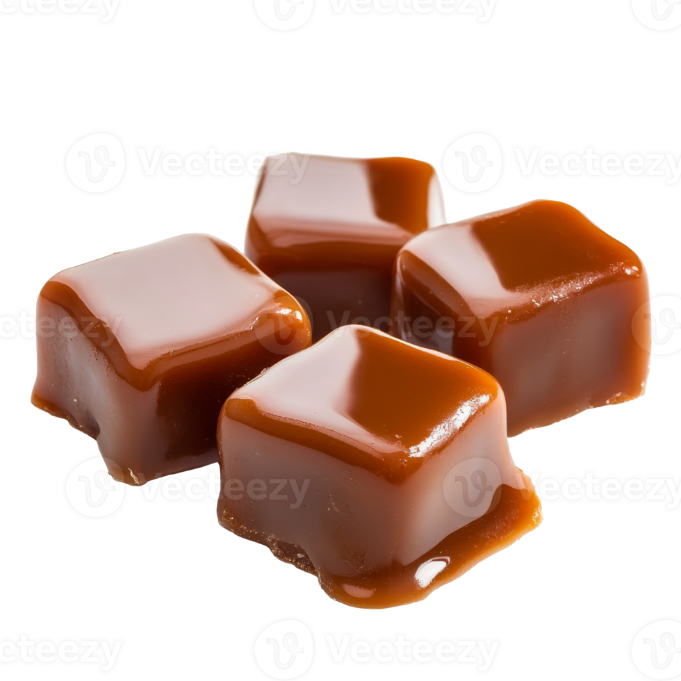 Caramel squares on a white background png