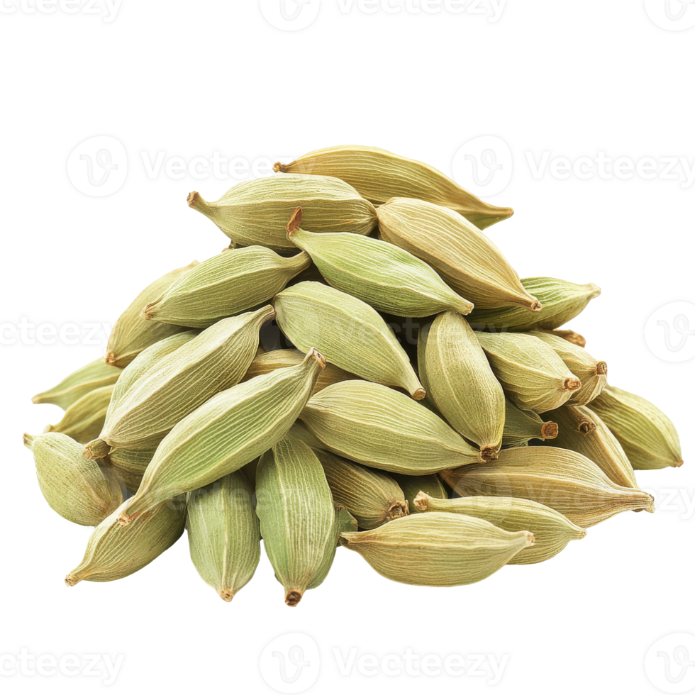 Stacked green cardamom pods for cooking png