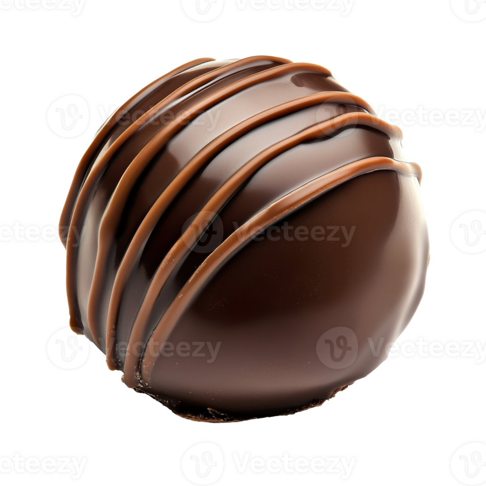 Delicious chocolate truffle with caramel drizzle png