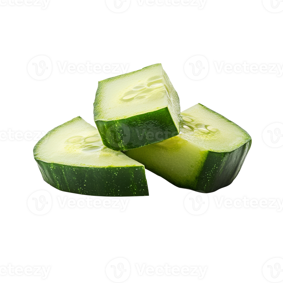 Sliced cucumbers on white bg png