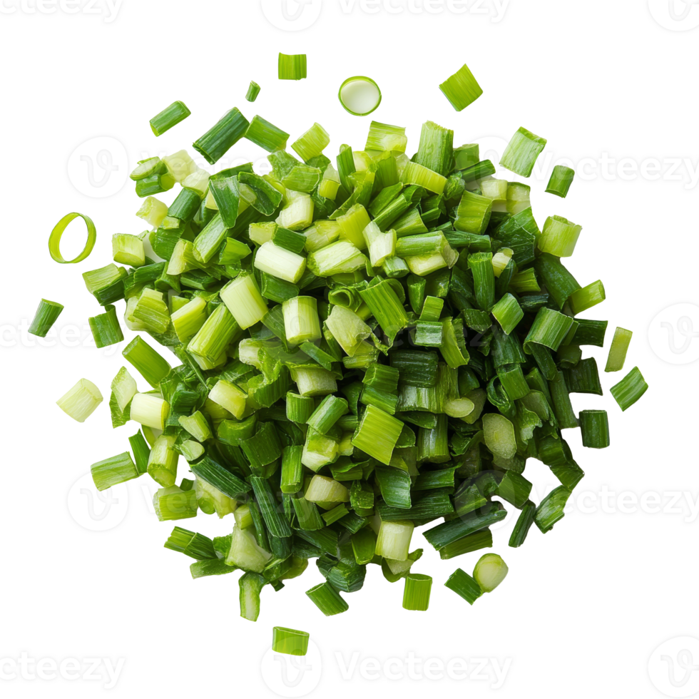Freshly chopped green onions on a white background png