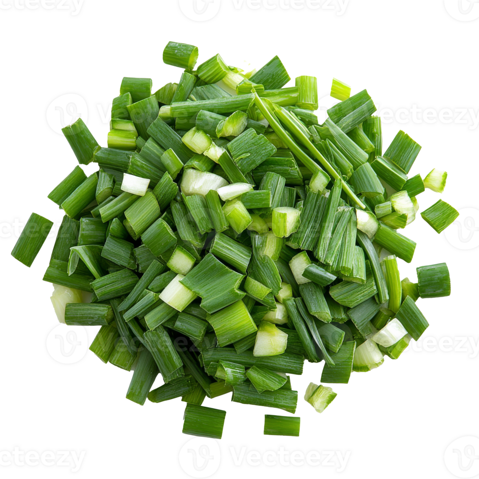 Freshly chopped green onions for culinary use png