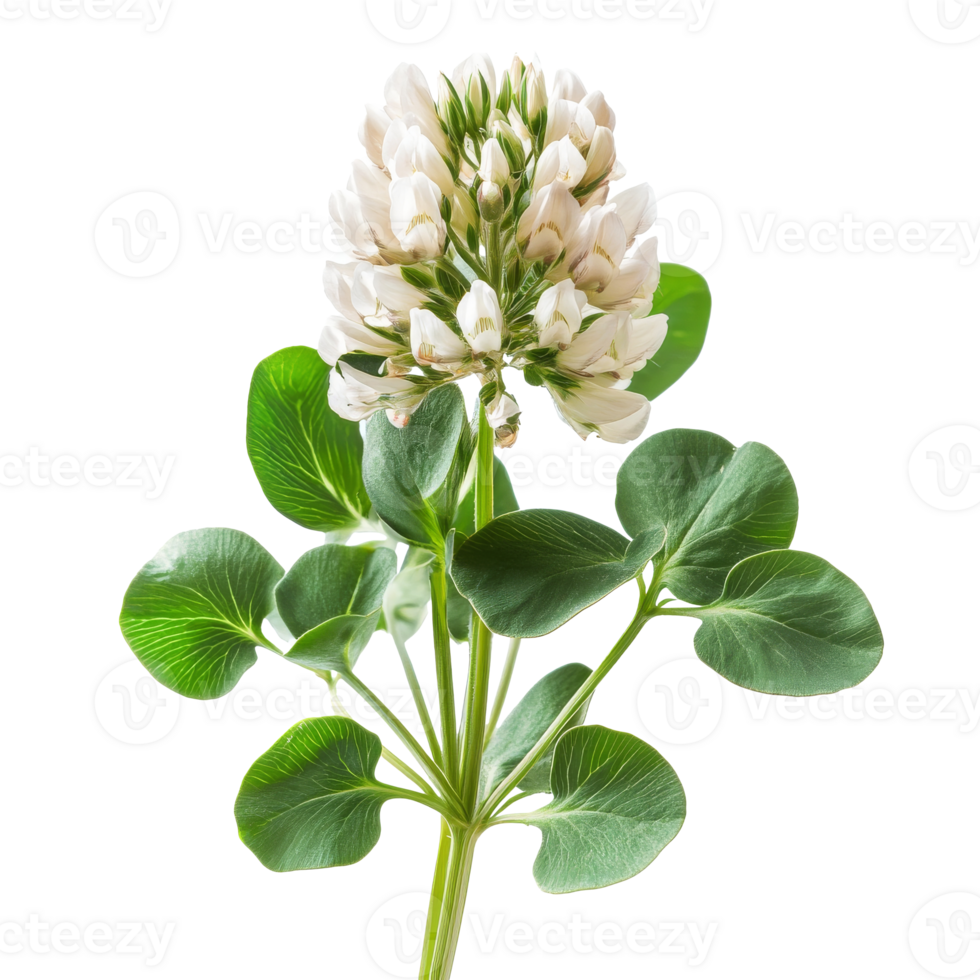 White clover plant with flowers and green leaves png