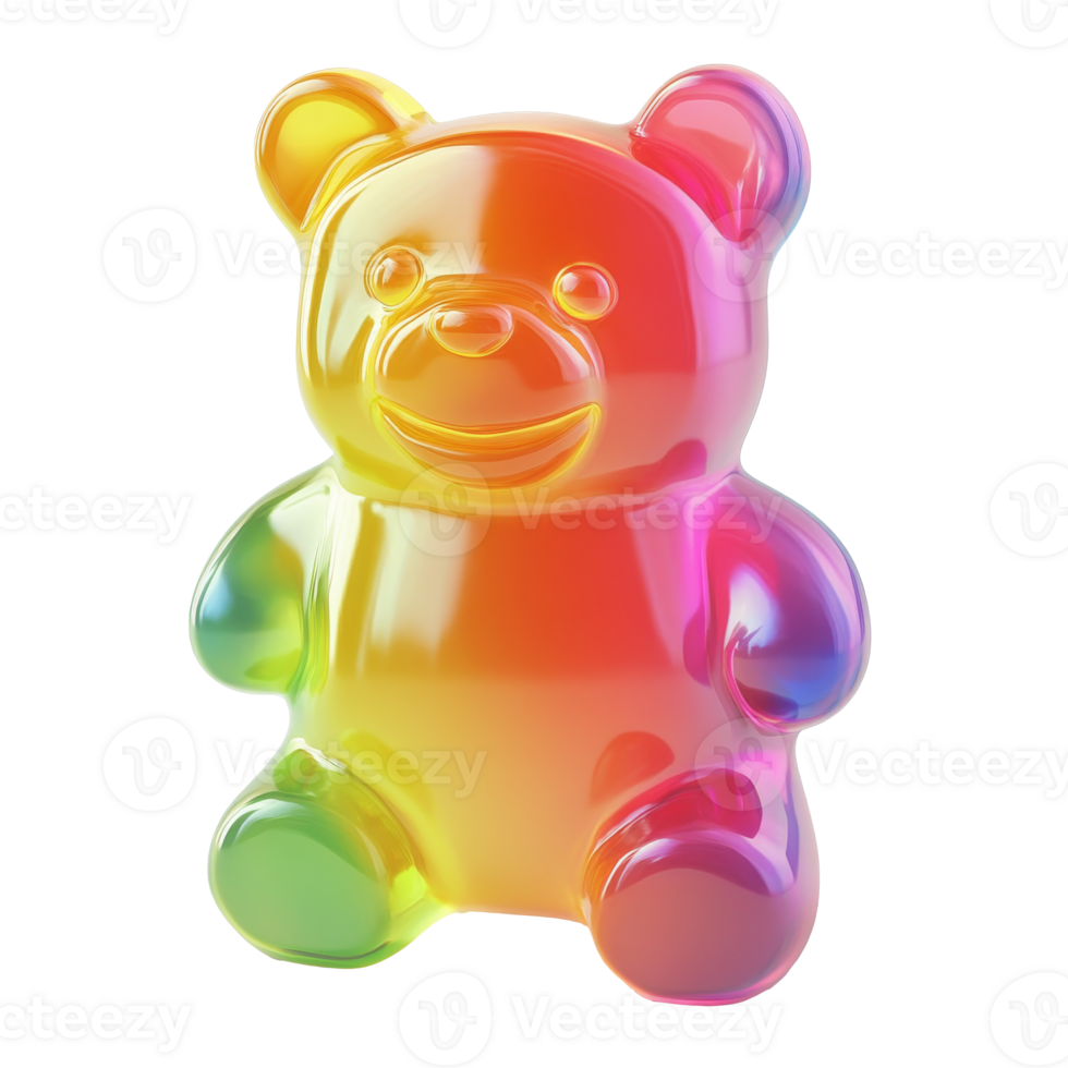 Colorful gummy bear candy displayed on a table png