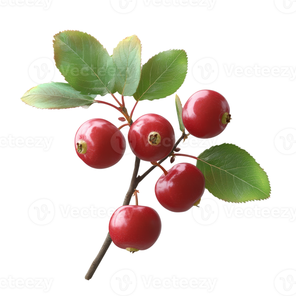 Red apples on a branch with green leaves in autumn png