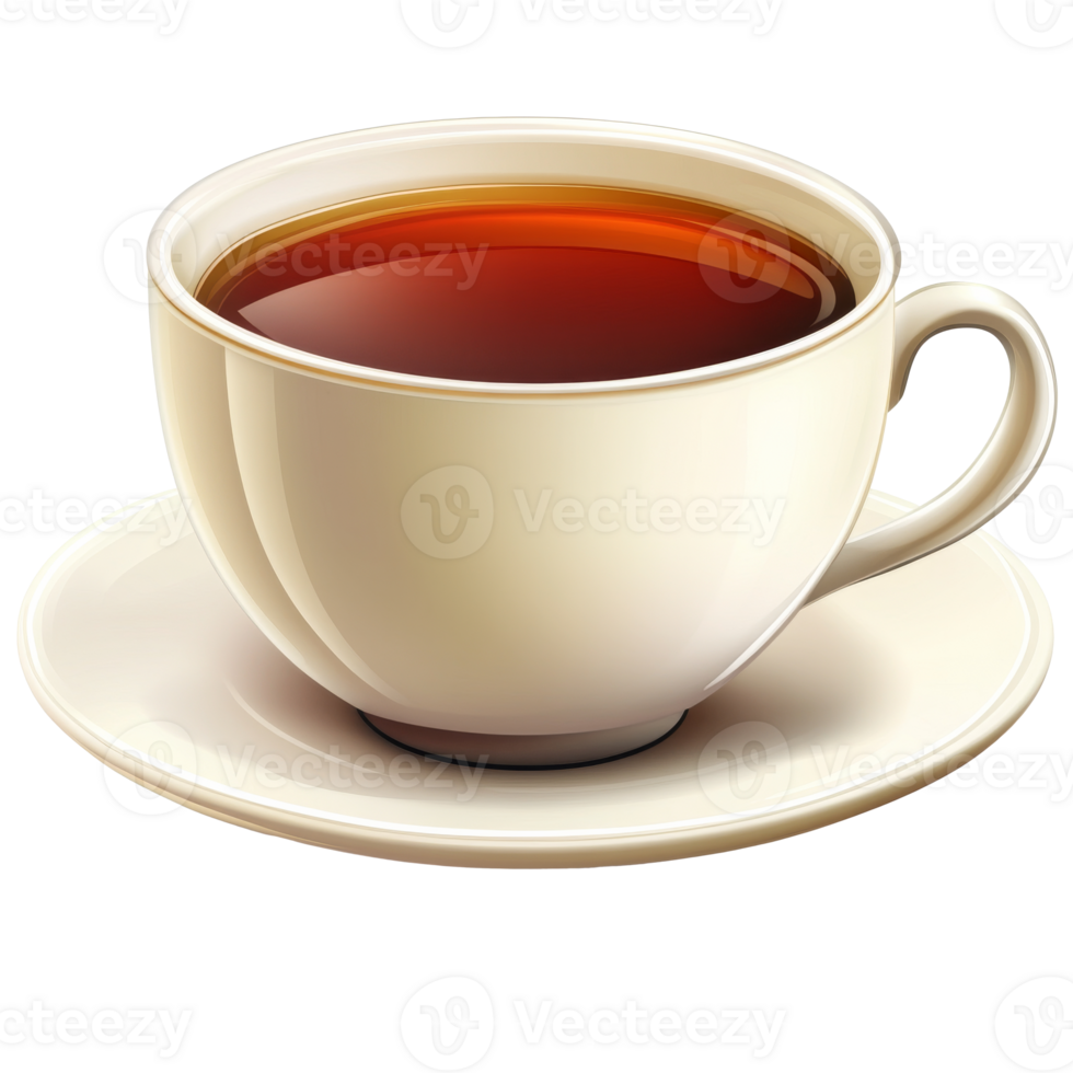 A warm cup of tea on a white saucer in afternoon png