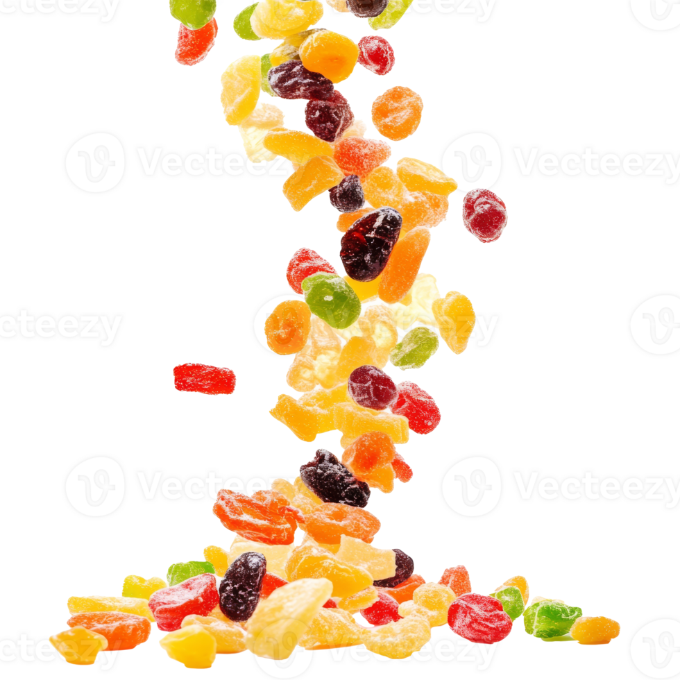 Colorful candies raining down png