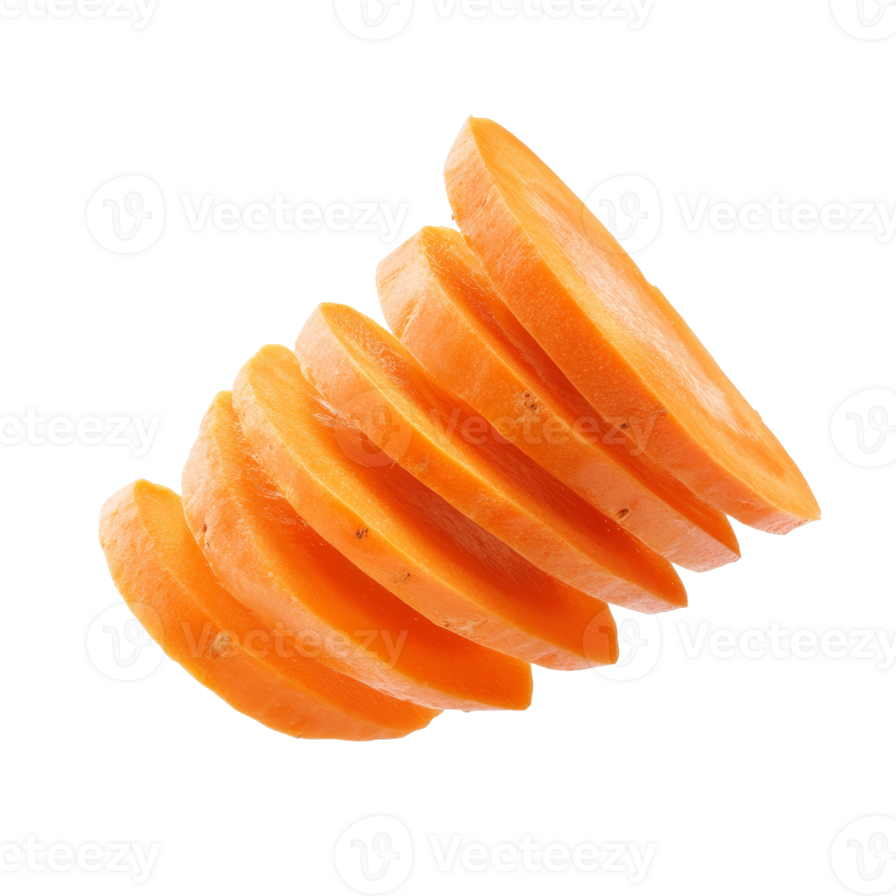 Diagonal stacks of sliced orange veggies png