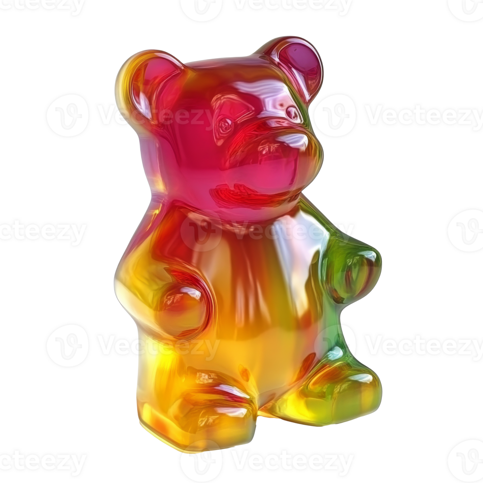 Colorful gummy bear in vibrant hues displayed png