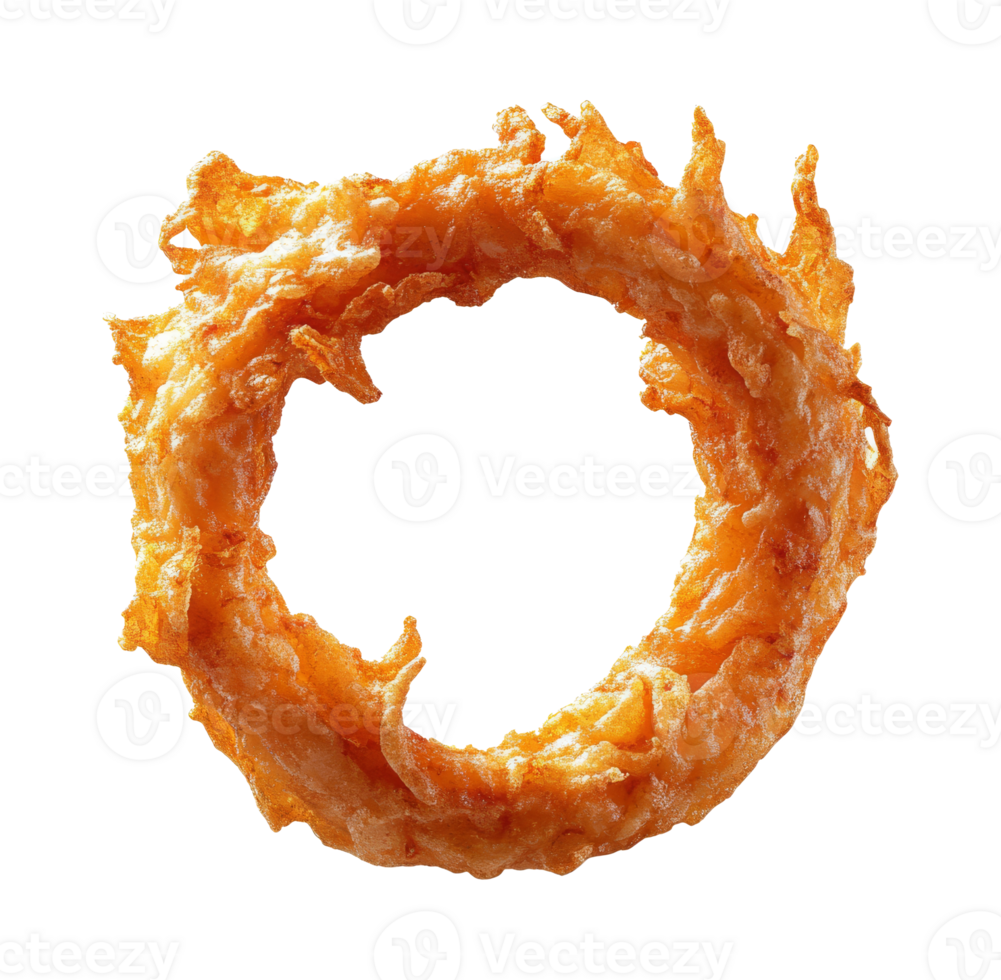 Crispy onion ring shaped like a circular loop png