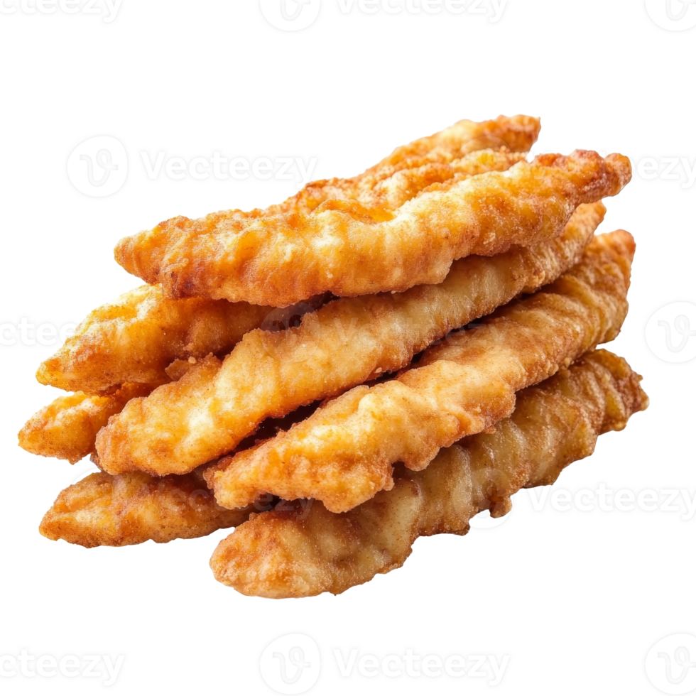 Golden brown fried fish served in a stack png