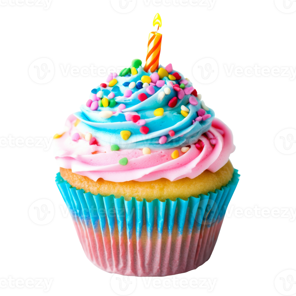 Colorful cupcake with candle sprinkles png