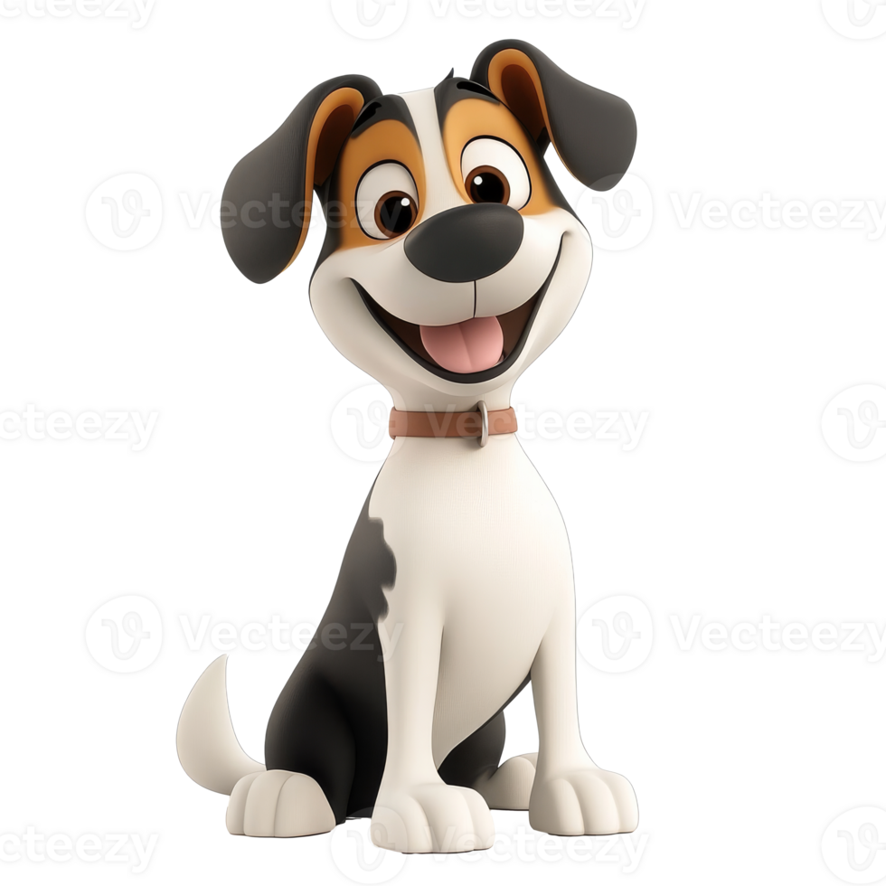 Joyful cartoon dog with a collar png