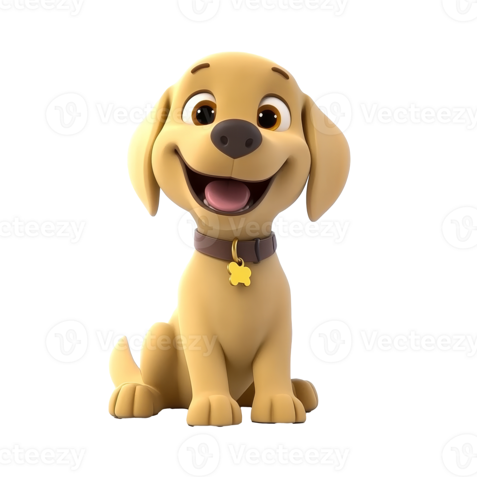 Happy cartoon dog sits with a cheerful expression png