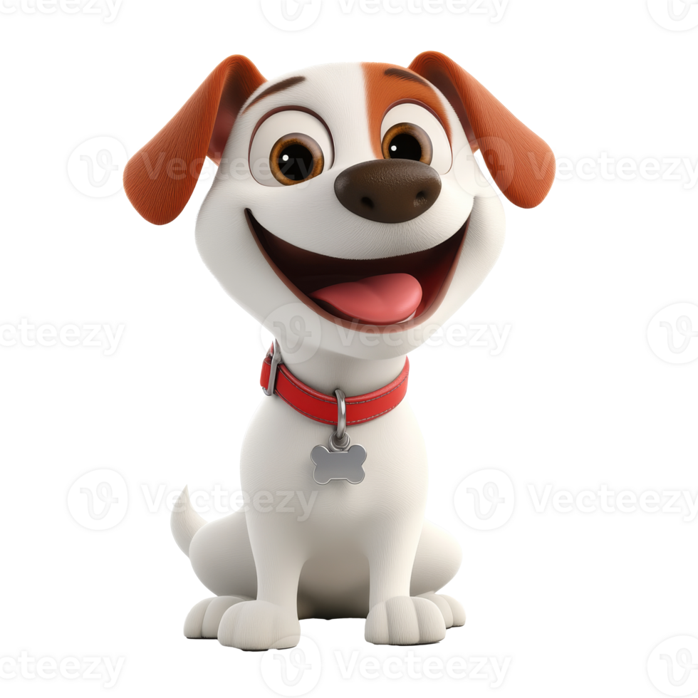 Joyful animated sitting dog character png