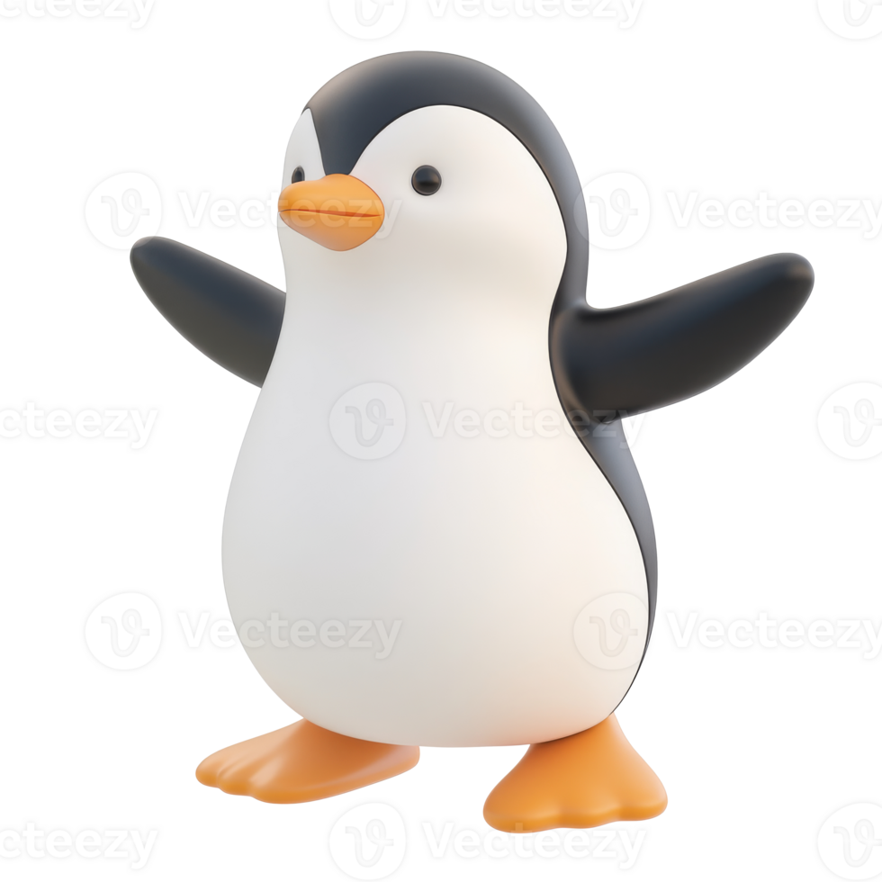 Penguin character with spread wings png