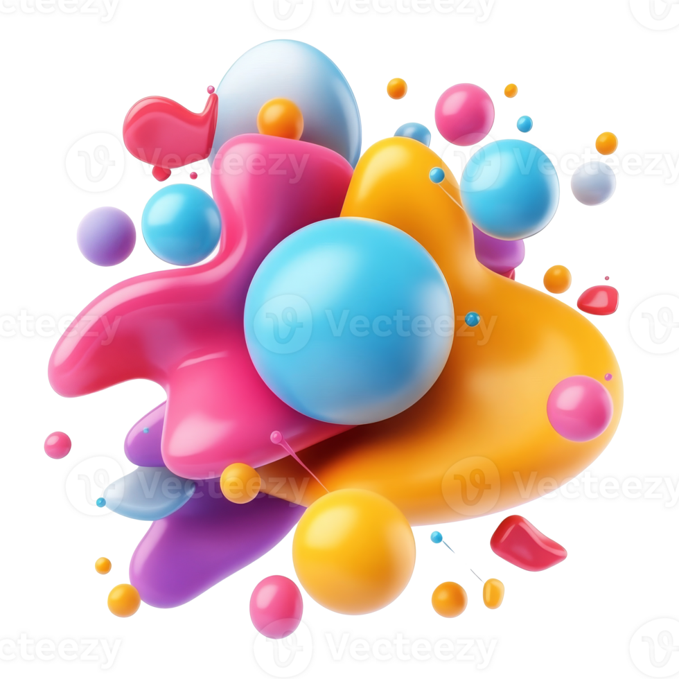Playful colors form abstract shapes png