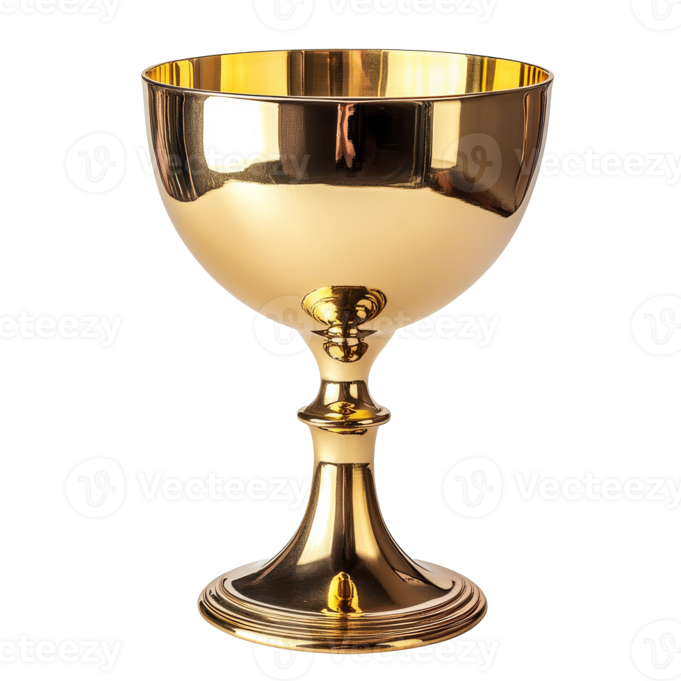 Shiny gold trophy displayed on a white background png