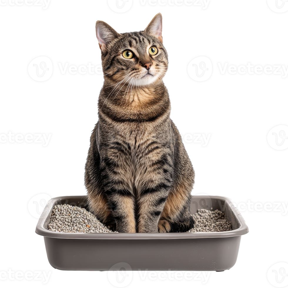 Cat sitting in litter box at home during daytime png