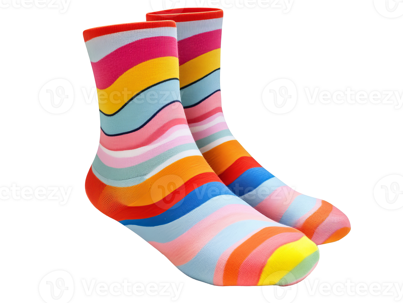 Colorful striped socks on white background png
