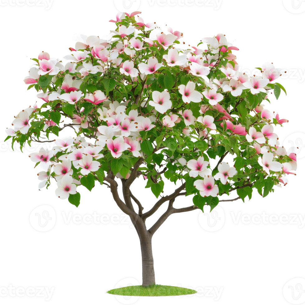 Beautiful flowering tree in a lush green setting png