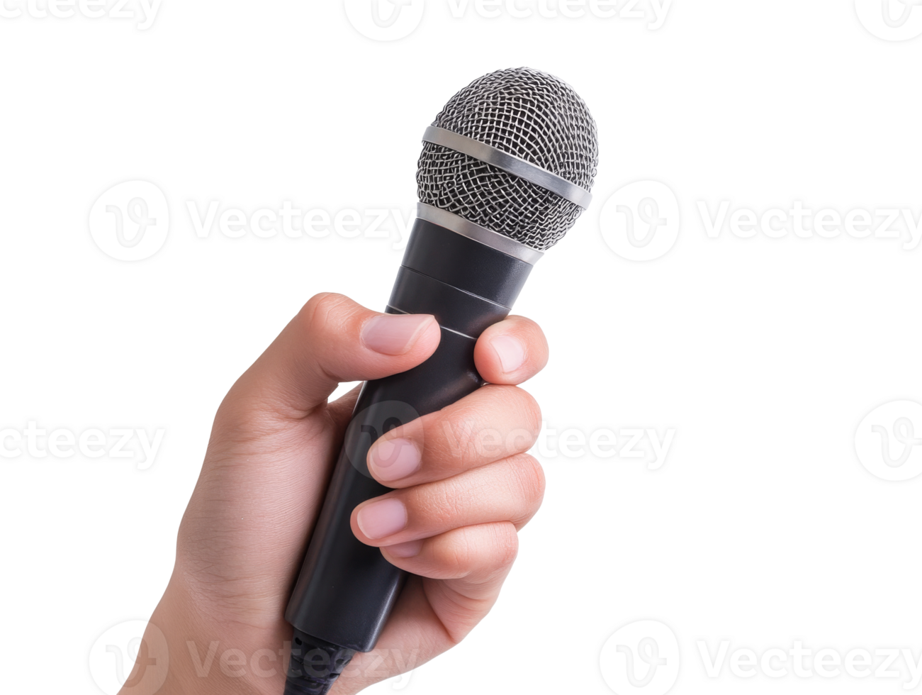 Hand holding a microphone during a performance png