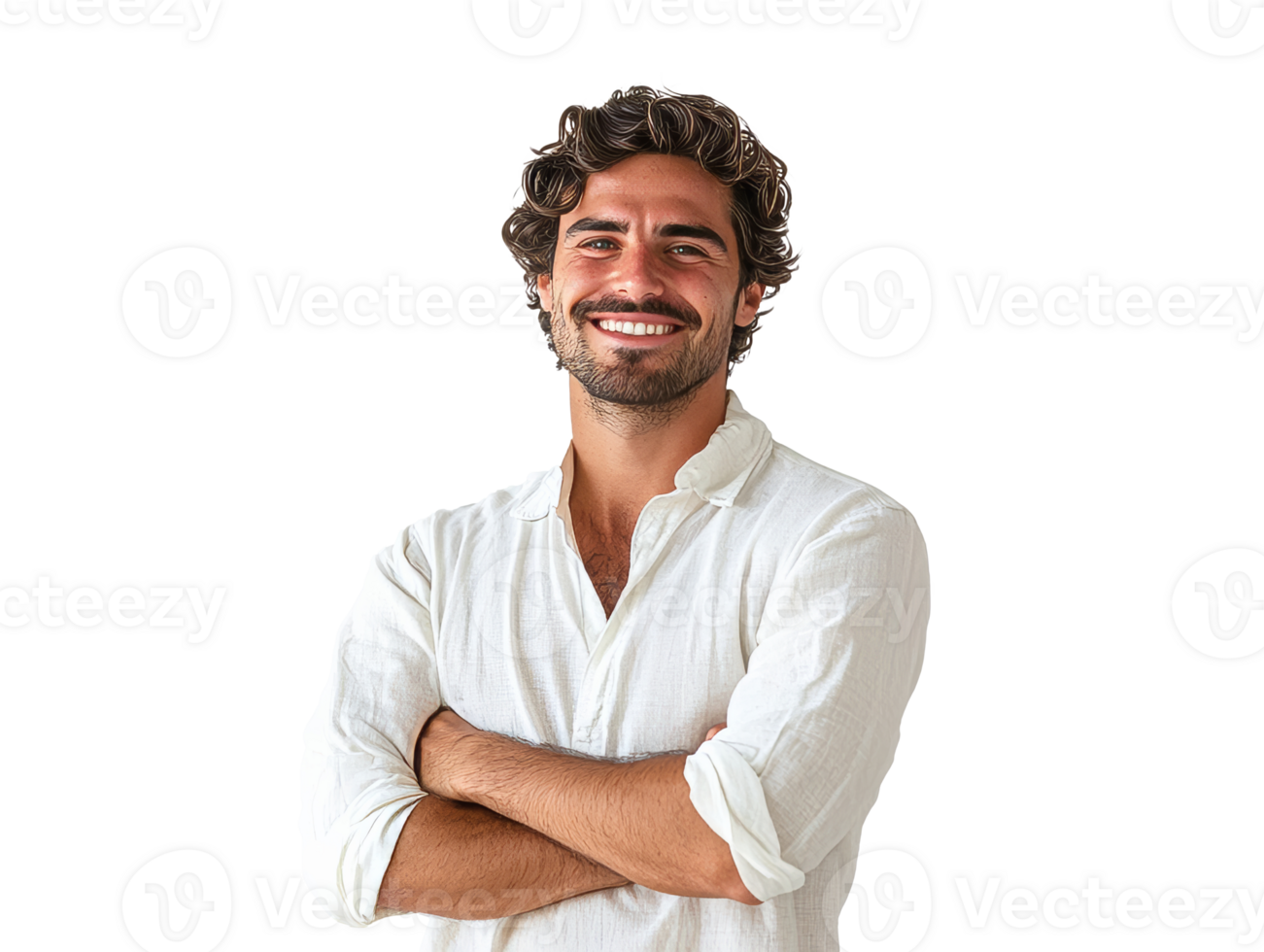 Confident man in white shirt smiles png